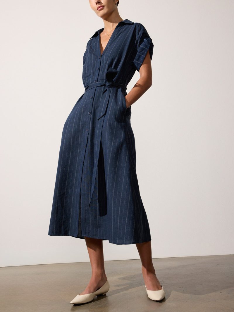 FiaBeltedStripeDress NavyPinstripe NLS3998 01