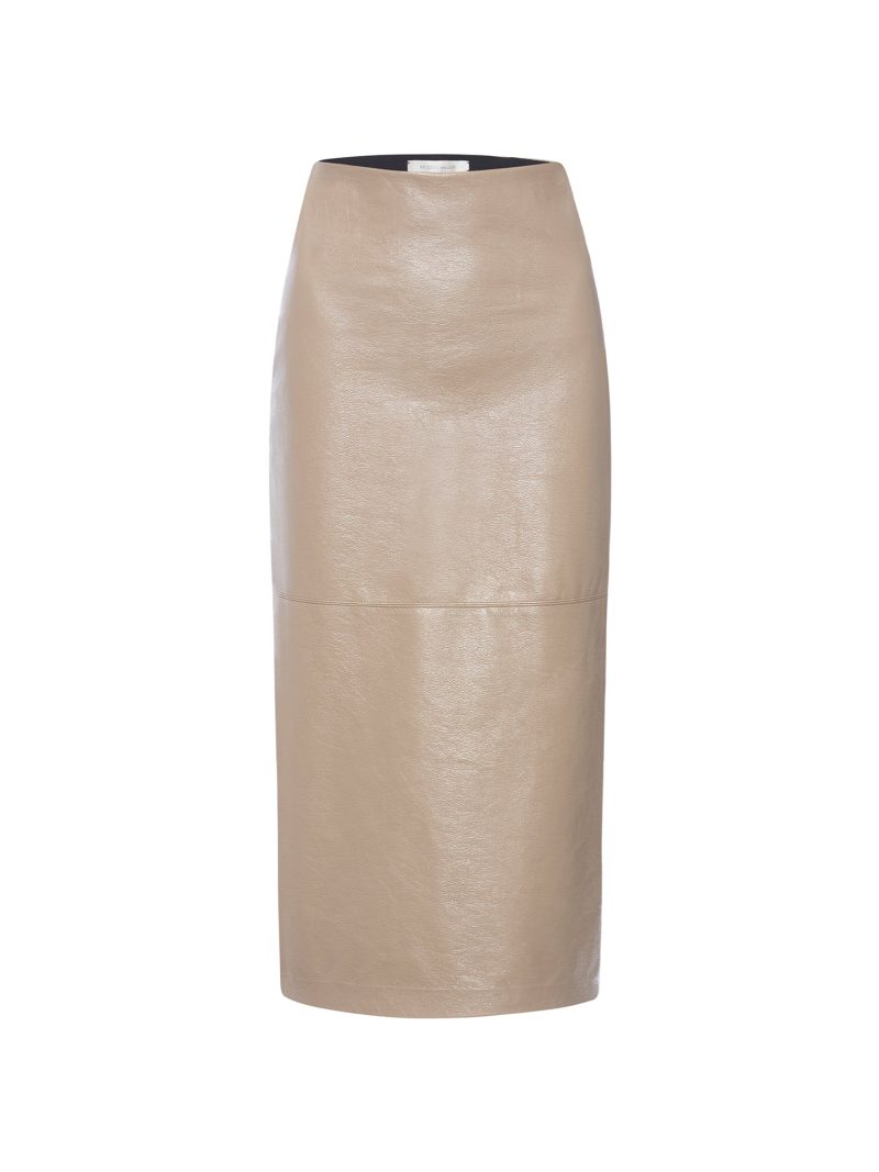 Holiday 0019 2024 IreneVeganLeatherSkirt SCR4387 GlossyTaupe ghost