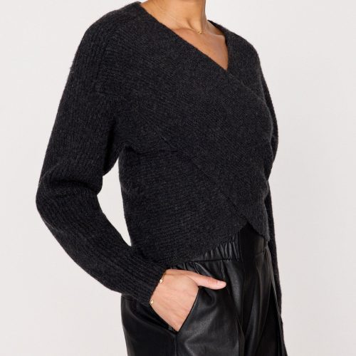 Hughes Wrap Front Sweater YCA4083 Graphite Melange 0246