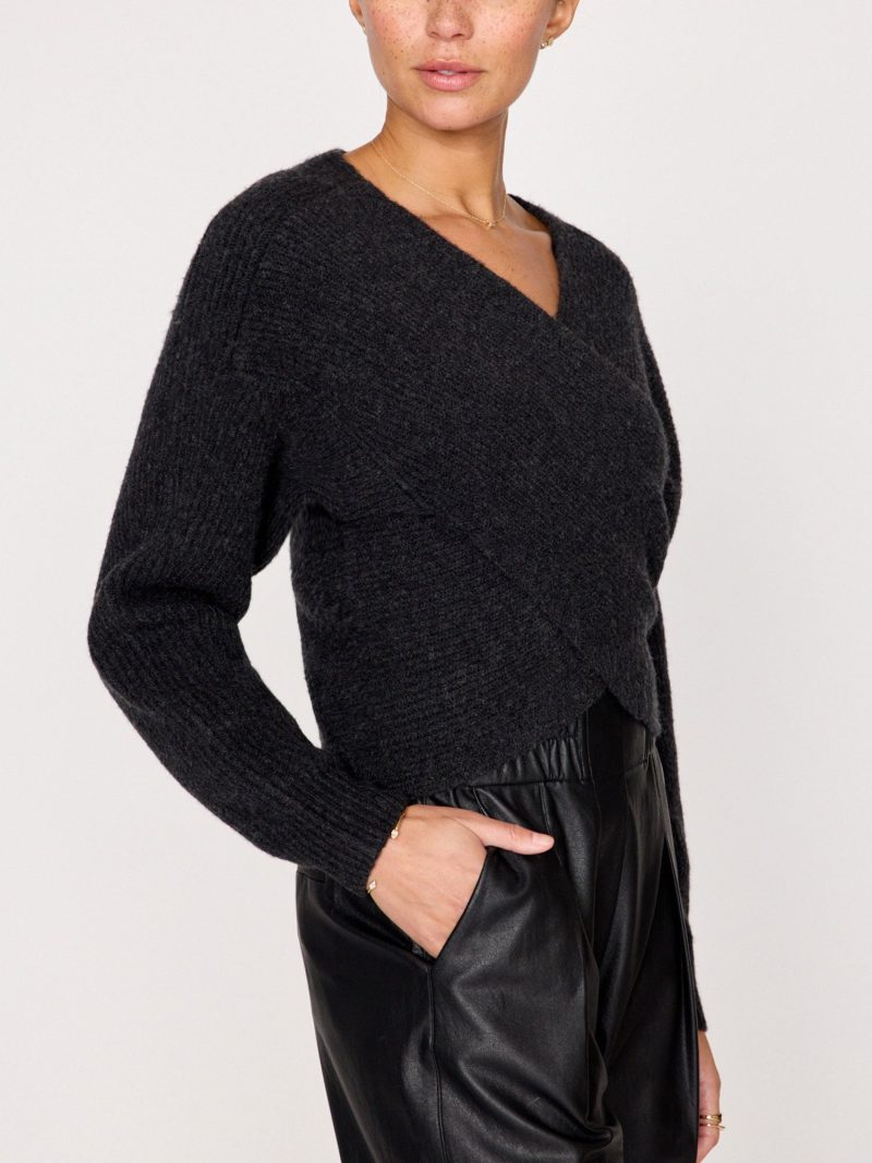 Hughes Wrap Front Sweater YCA4083 Graphite Melange 0246