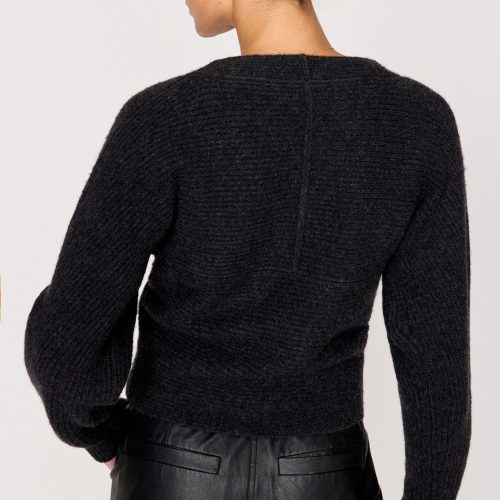 Hughes Wrap Front Sweater YCA4083 Graphite Melange 0254