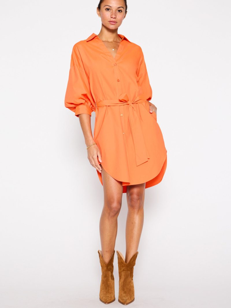 KateBeltedShirtDress JCP4040 Tangerine 2