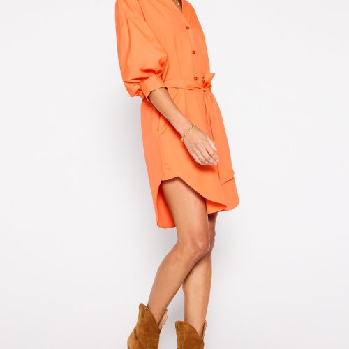 KateBeltedShirtDress JCP4040 Tangerine 3