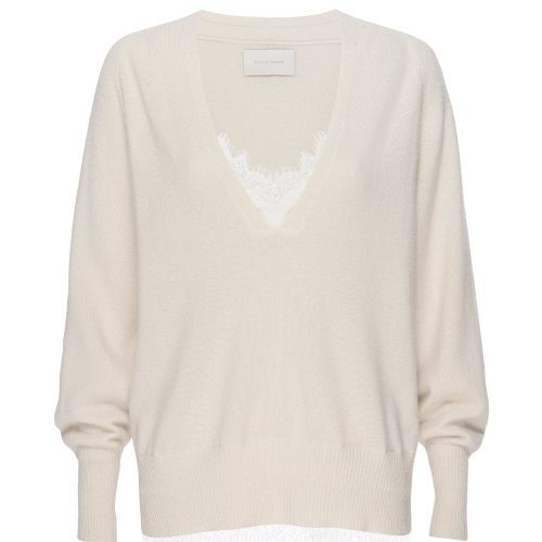 LACE VEE LAYERED PULLOVER JER2985 IVORY