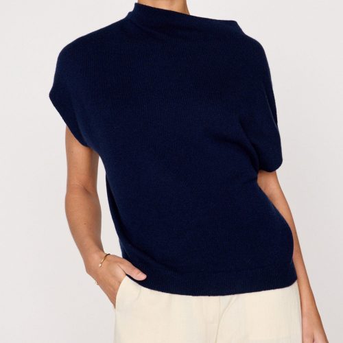 Morten Funnel Neck Top LUX4328 Navy 0547