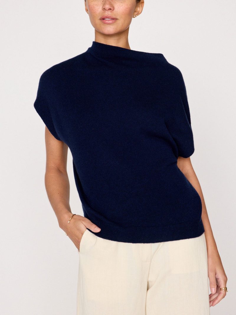 Morten Funnel Neck Top LUX4328 Navy 0547