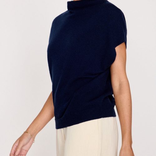 Morten Funnel Neck Top LUX4328 Navy 0557