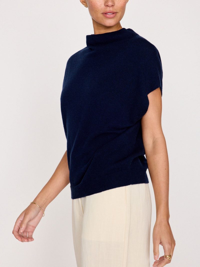 Morten Funnel Neck Top LUX4328 Navy 0557