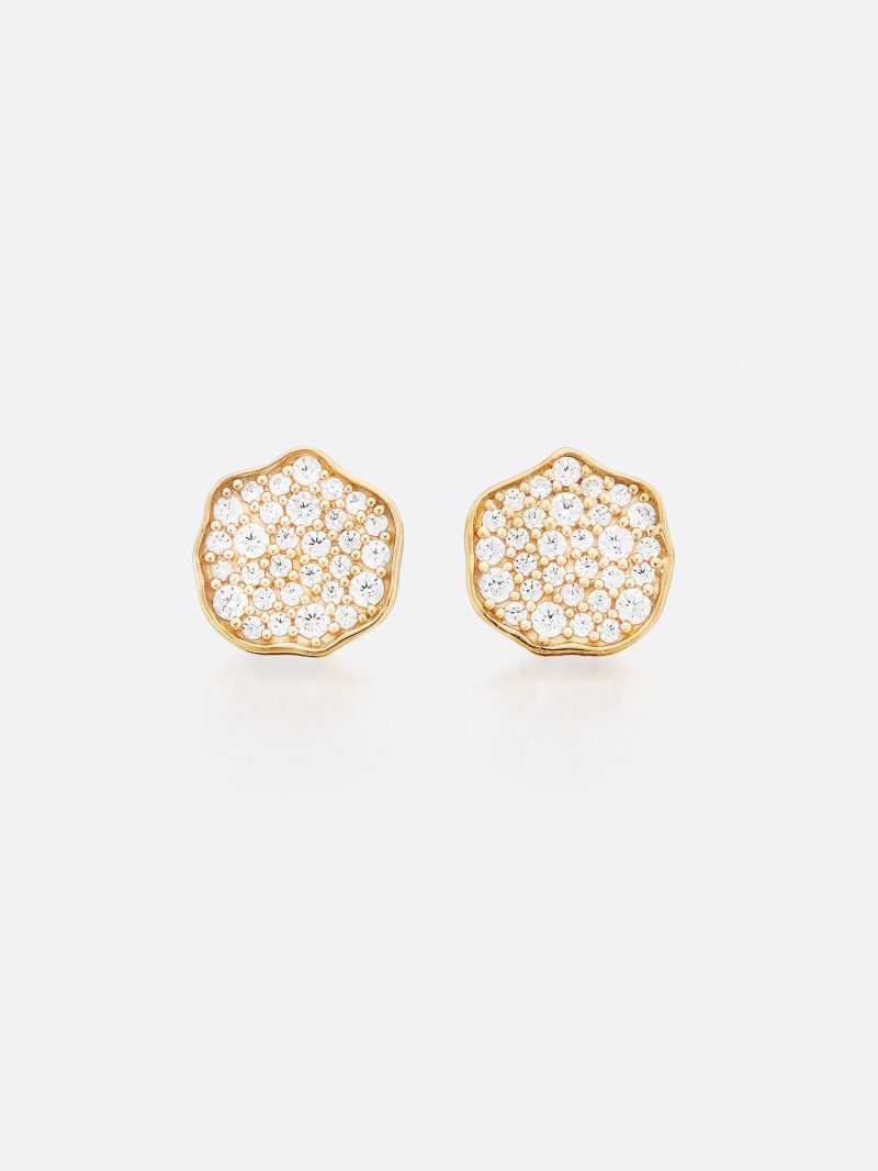 Petite Fleur Pave Diamond Mini Stud Earrings B 01