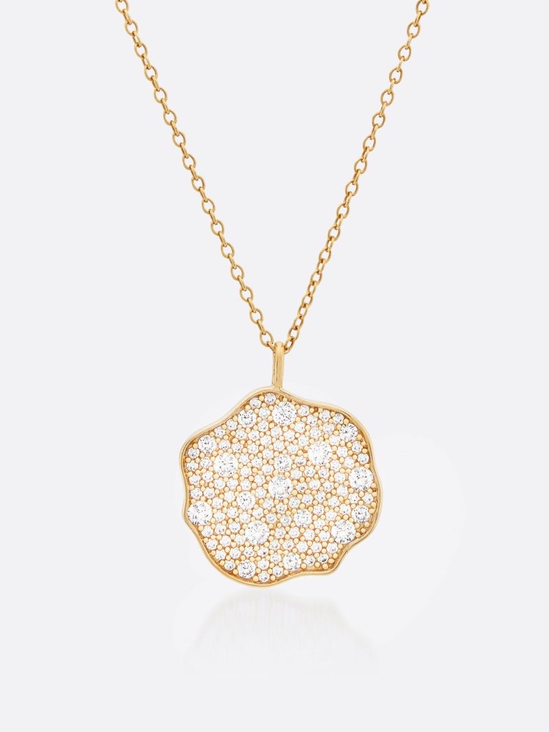 Petite Fleur Pave Diamond Pendant Necklace A