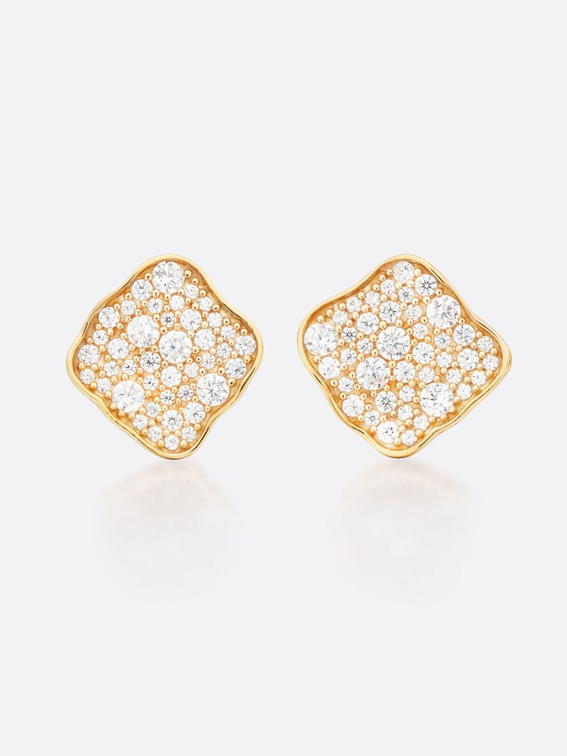 Petite Fleur Pave Diamond Stud Earrings B 01