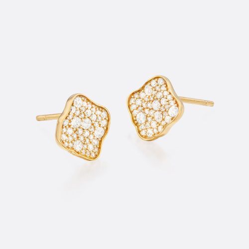 Petite Fleur Pave Diamond Stud Earrings B 02