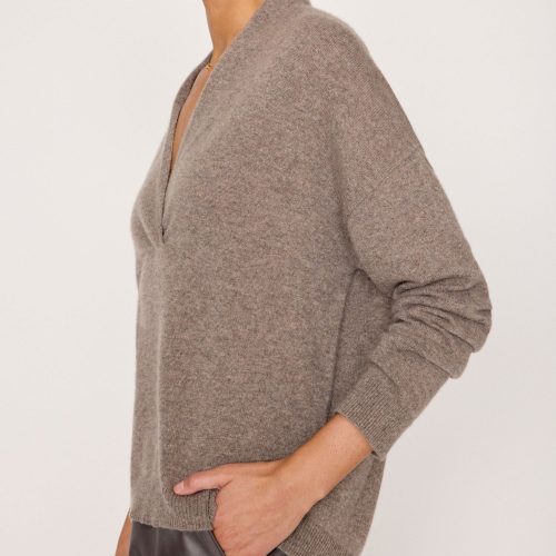 Siena Wrap Neck Pullover LUX4070 Otter Melange 1826