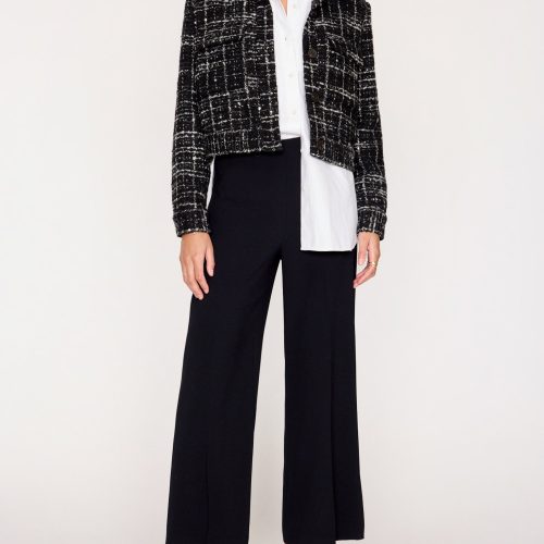 Tweed Cropped Jacket ODN4307 Black White 2453