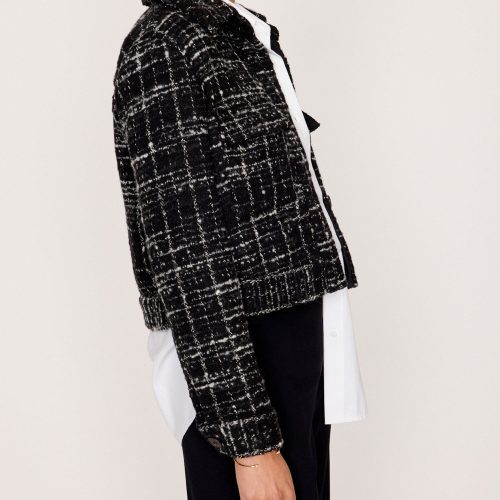 Tweed Cropped Jacket ODN4307 Black White 2460