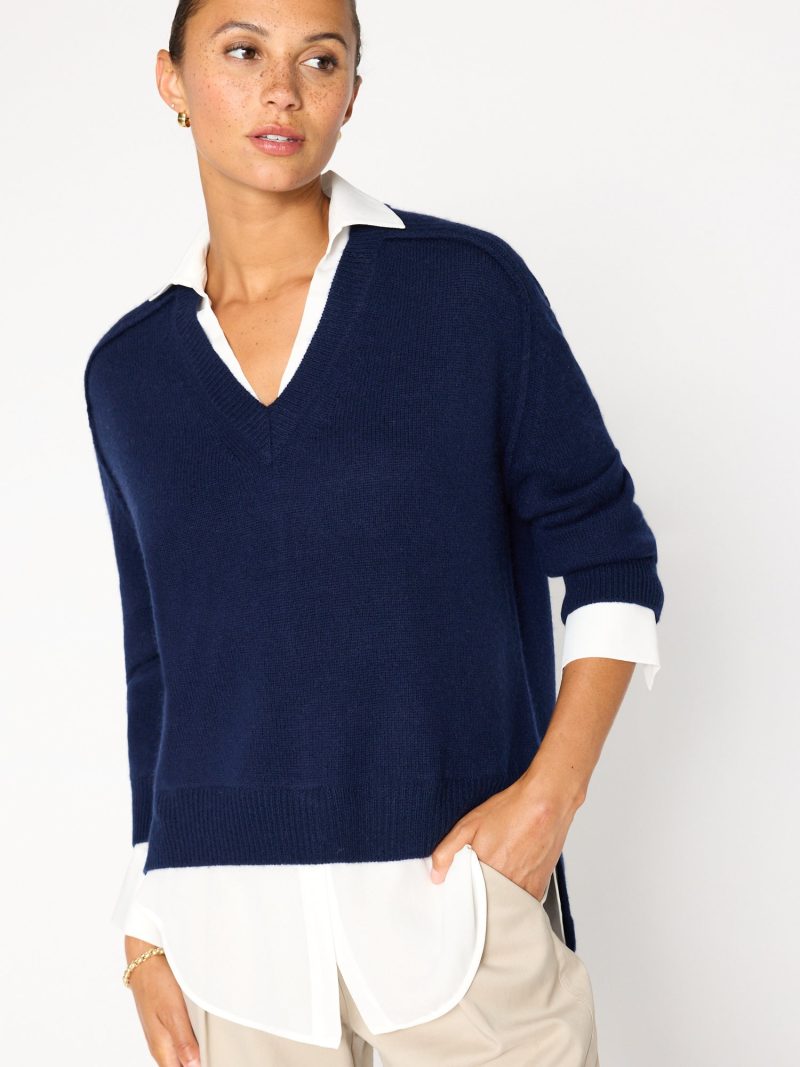 V necklayeredlooker JER2197 NavywWhite 1